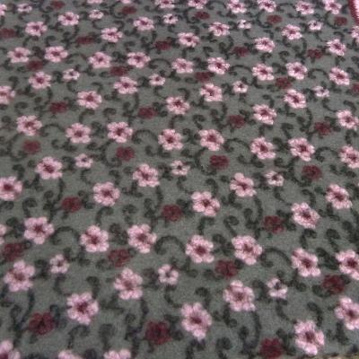 Fabric Ital. pattern walk boiled wool walkloden relief flowers tendrils gray pink bordeaux black dress fabric coat fabric