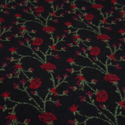 Fabric Italian patterned boiled wool boiled loden with relief floral tendrils black red green coat fabric jacket fabric