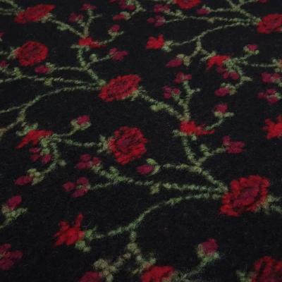 Fabric Italian patterned boiled wool boiled loden with relief floral tendrils black red green coat fabric jacket fabric