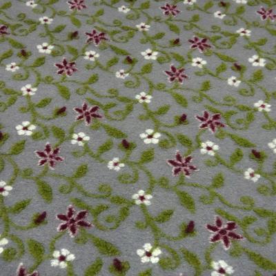 Fabric Italian pattern walk boiled wool Walkloden relief flowers tendrils gray melange green red wool white dress fabric coat fabric