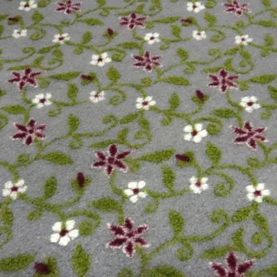 Fabric Italian pattern walk boiled wool Walkloden relief flowers tendrils gray melange green red wool white dress fabric coat fabric