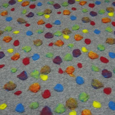 Stoff Ital. Musterwalk Kochwolle Walkloden mit Relief Boppel Punkte Design grau melange multicolor bunt Mantelstoff Kleiderstoff