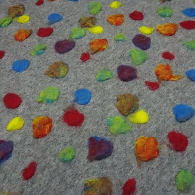 Stoff Ital. Musterwalk Kochwolle Walkloden mit Relief Boppel Punkte Design grau melange multicolor bunt Mantelstoff Kleiderstoff