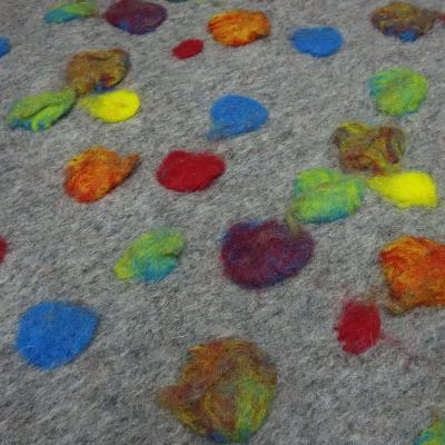 Stoff Ital. Musterwalk Kochwolle Walkloden mit Relief Boppel Punkte Design grau melange multicolor bunt Mantelstoff Kleiderstoff