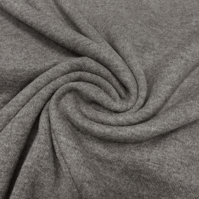 Stoff Ital. Strickstoff aus 100% Merinowolle uni grau taupé melange Merinostrick Kleiderstoff Kinderstoff