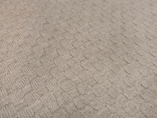 Stoff Ital. Strickstoff 100% Merinostrick Flechtmuster Korb sand hellbeige Merinostoff Kleiderstoff Kinderstoff
