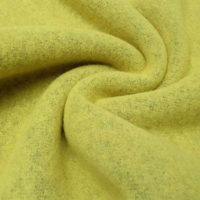 Stoff dicker Ital. Merino Strickstoff Flausch Doubleface uni gelb Mantelstoff Jackenstoff