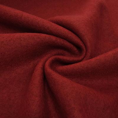 Fabric Italian merino fine boiled wool Loden made from 100% merino wool, plain wine red, burgundy red, dress fabric, coat fabric