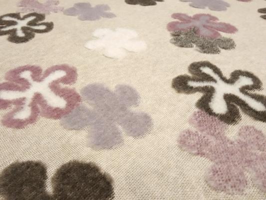 Fabric Ital. cotton jersey with intarsia wool tops flowers in beige brown old pink wool white dress fabric