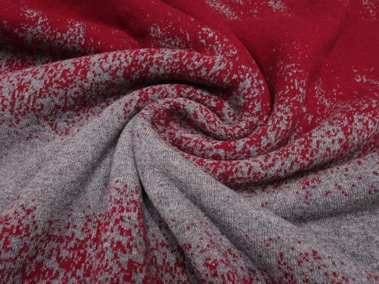Stoff Ital. Strickstoff Merinowolle Doubleface Jacquard Farbverlauf rot grau melange Merinostrickstoff Kleiderstoff Mantelstoff Dekostoff