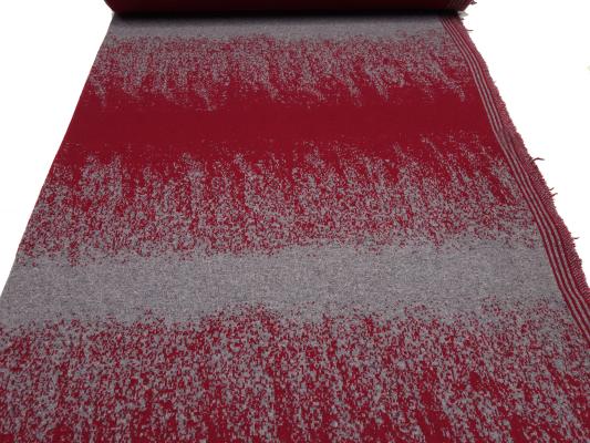 Stoff Ital. Strickstoff Merinowolle Doubleface Jacquard Farbverlauf rot grau melange Merinostrickstoff Kleiderstoff Mantelstoff Dekostoff
