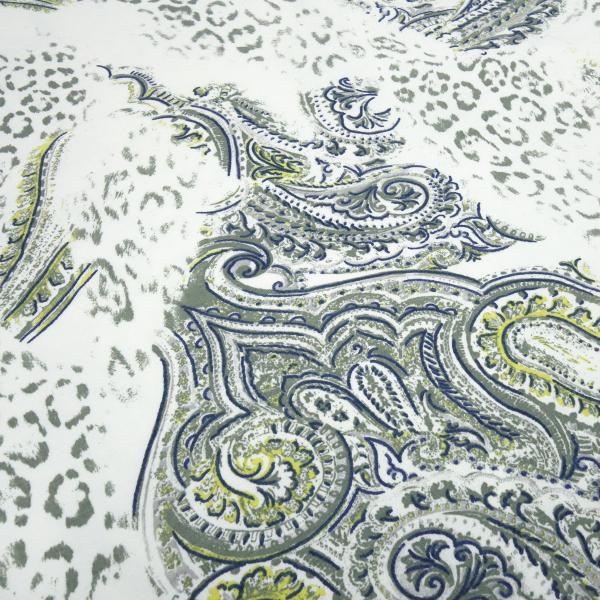Fabric cotton French Terry summer sweatshirt fabric animal fur pattern leopard paisley design cream taupe navy yellow green dress fabric