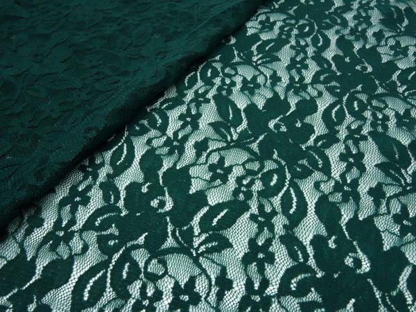 Stoff Stretch Spitze Spitzenstoff Blumenmuster grün tannengrün Kleiderstoff