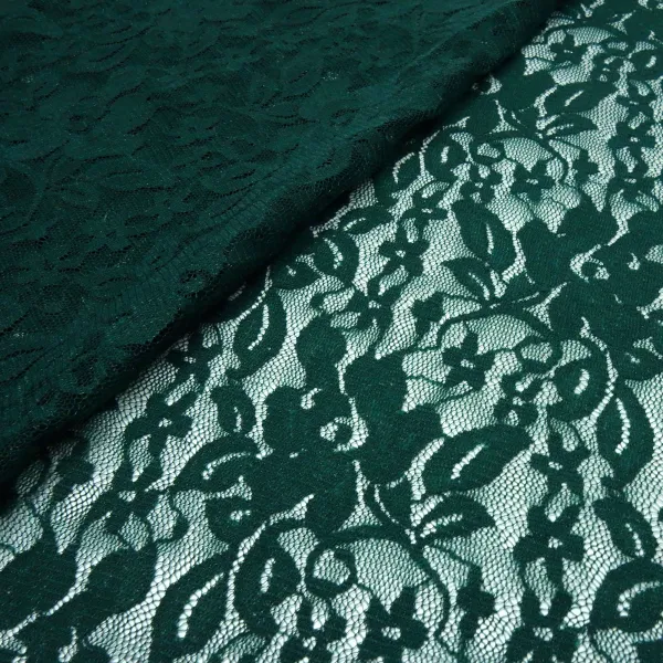 Stoff Stretch Spitze Spitzenstoff Blumenmuster grün tannengrün Kleiderstoff