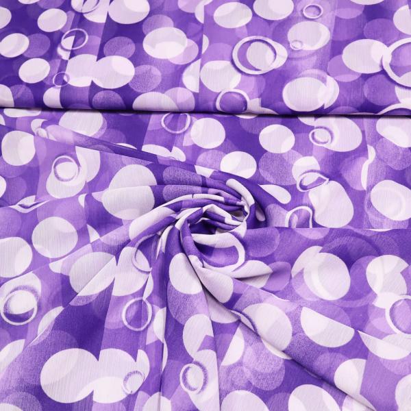 Fabric chiffon crepe blouse fabric dress fabric with dots circles design purple white