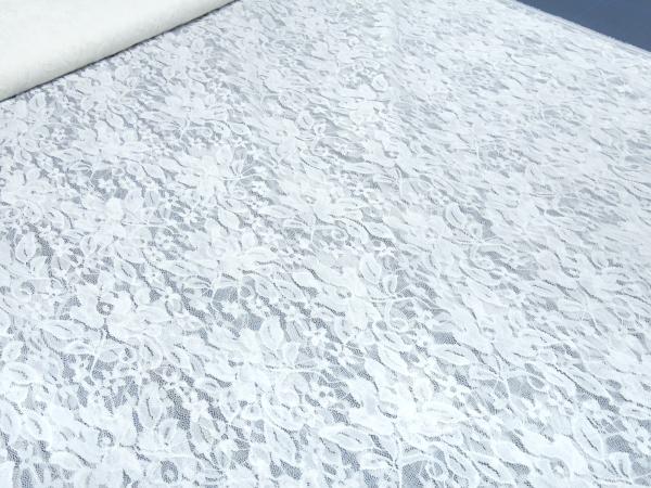 Stoff Stretch Spitze Spitzenstoff mit Blumenmuster cremeweiß off-white Kleiderstoff Hochzeitsstoff