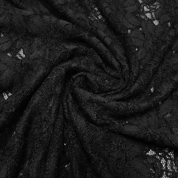 Stoff Spitze Spitzenstoff elastisch mit Blumenmuster schwarz Kleiderstoff Gothic