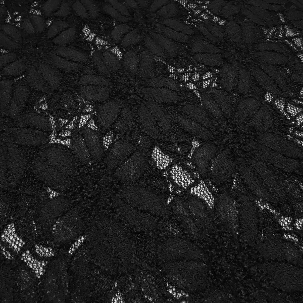 Stoff Spitze Spitzenstoff elastisch mit Blumenmuster schwarz Kleiderstoff Gothic