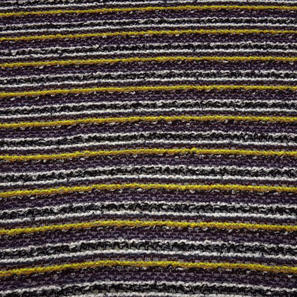 Stoff Strickstoff Grobstrick quer gestreift lila schwarz weiß gelb beige bordeaux silber Kleiderstoff