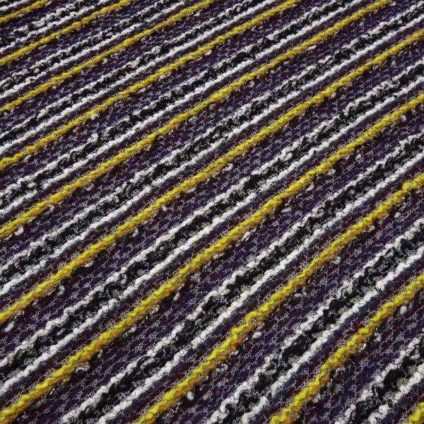 Stoff Strickstoff Grobstrick quer gestreift lila schwarz weiß gelb beige bordeaux silber Kleiderstoff