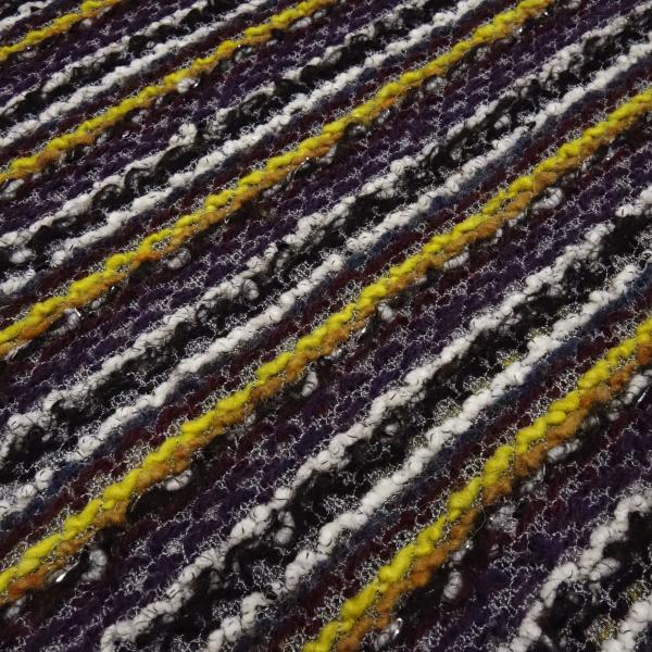 Stoff Strickstoff Grobstrick quer gestreift lila schwarz weiß gelb beige bordeaux silber Kleiderstoff