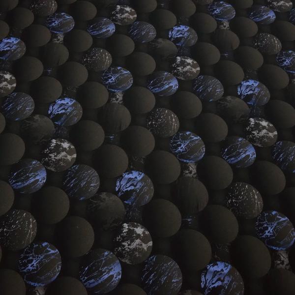 Fabric cotton jersey 3D balls marbles design black brown blue beige dress fabric