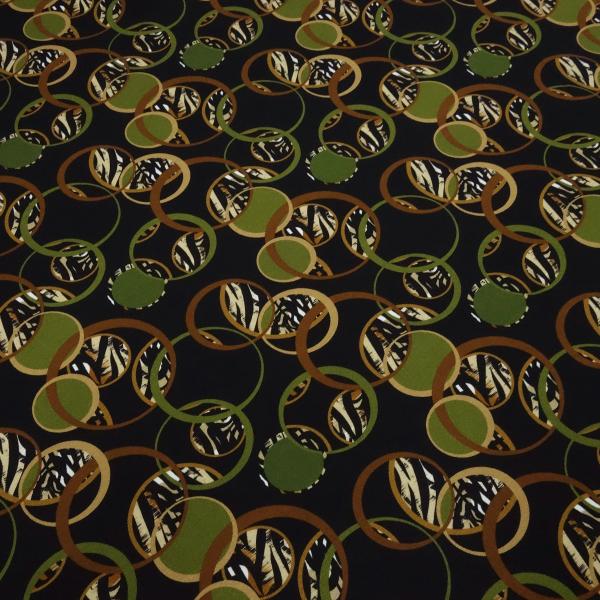 Fabric cotton jersey circles design black olive brown beige dress fabric