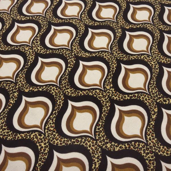 Stoff Baumwolle Jersey mit Leo Tierfellmuster Design Ornamente beige braun sand schwarz Kleiderstoff Kinderstoff