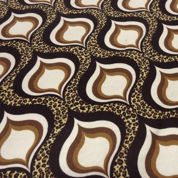 Stoff Baumwolle Jersey mit Leo Tierfellmuster Design Ornamente beige braun sand schwarz Kleiderstoff Kinderstoff