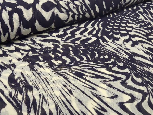 Fabric 100% viscose chiffon georgette with abstract geometric pattern design navy blue vanilla sand blouse fabric dress fabric