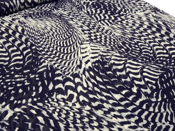 Fabric 100% viscose chiffon georgette with abstract geometric pattern design navy blue vanilla sand blouse fabric dress fabric