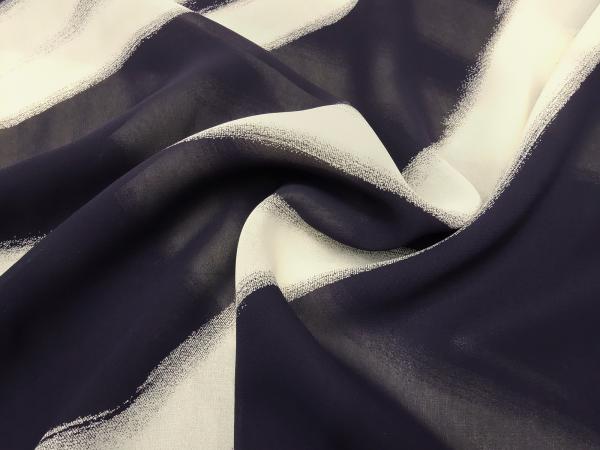 Fabric 100% viscose chiffon georgette with abstract geometric pattern design navy blue vanilla sand blouse fabric dress fabric