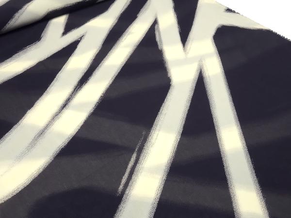 Fabric 100% viscose chiffon georgette with abstract geometric pattern design navy blue vanilla sand blouse fabric dress fabric