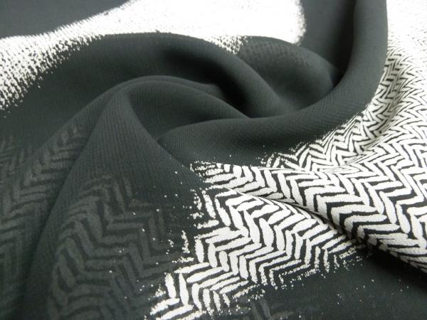 Stoff Viskose Chiffon Georgette mit abstrakten Design Druck grau weiß Blusenstoff Kleiderstoff