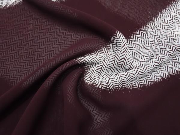 Stoff 100% Viskose Chiffon Georgette mit abstrakten Design bordeaux weiß Kleiderstoff Blusenstoff