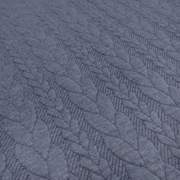Stoff Zopfstrick Jacquard Zopfmuster Jersey Meterware uni jeans blau Kleiderstoff Kinderstoff