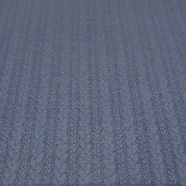 Stoff Zopfstrick Jacquard Zopfmuster Jersey Meterware uni jeans blau Kleiderstoff Kinderstoff