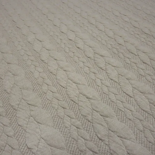 Fabric: Cable-Knit Jacquard Cable Pattern Jersey, Sold by the Meter, Solid Color, Natural Beige, Dress Fabric, Children's Fabric