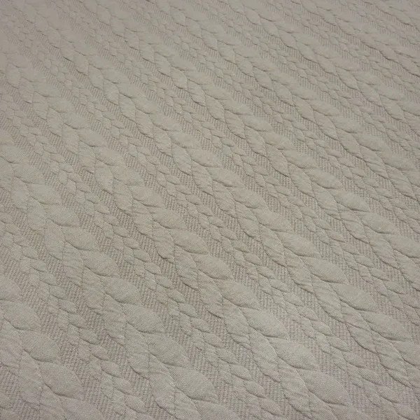 Fabric: Cable-Knit Jacquard Cable Pattern Jersey, Sold by the Meter, Solid Color, Natural Beige, Dress Fabric, Children's Fabric