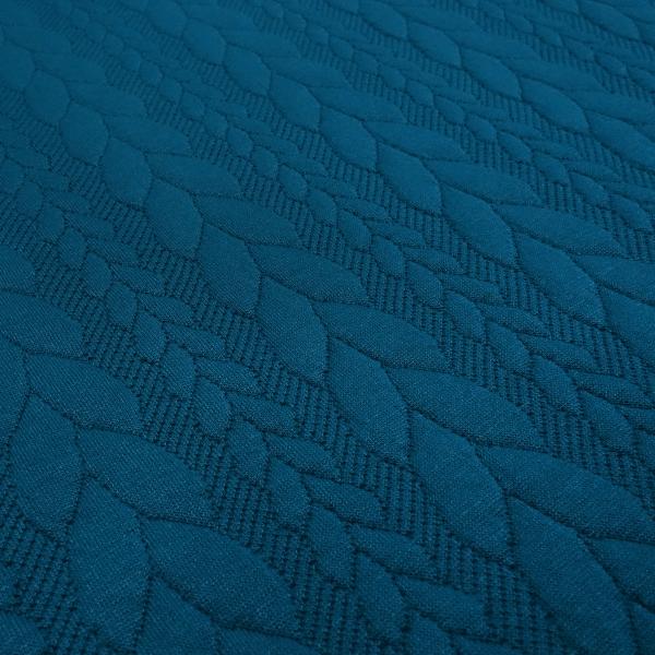 Stoff Zopfstrick Jacquard Zopfmuster Jersey Meterware uni einfarbig petrol Kleiderstoff Kinderstoff