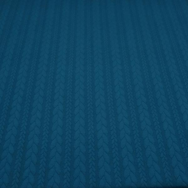 Stoff Zopfstrick Jacquard Zopfmuster Jersey Meterware uni einfarbig petrol Kleiderstoff Kinderstoff