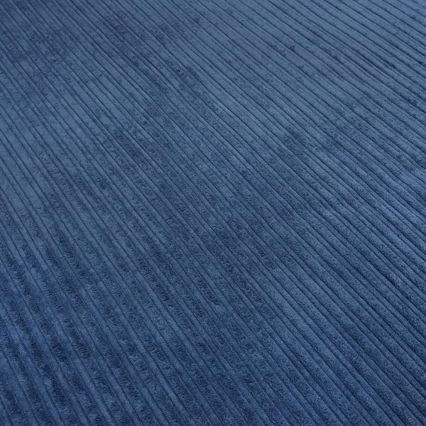 Stoff Cord mit Faux Fellabseite jeans blau Breitcord Jackenstoff Mantelstoff