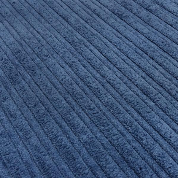 Stoff Cord mit Faux Fellabseite jeans blau Breitcord Jackenstoff Mantelstoff