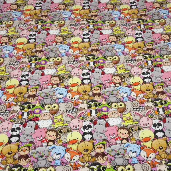 Stoff Baumwolle French Terry Sweatshirtstoff Crazy Animals Tiere multicolor bunt Kleiderstoff Kinderstoff