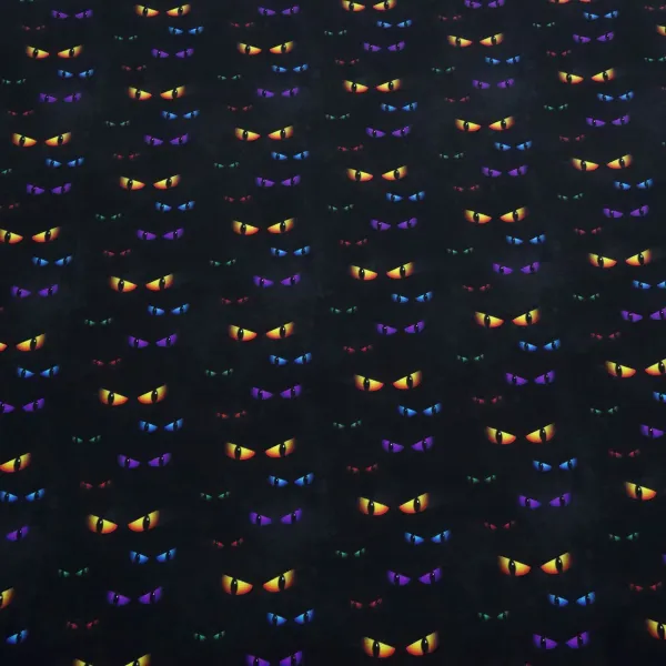 Stoff Baumwolle Jersey Cat Eyes Katzenaugen Halloween Design schwarz orange lila grün rot blau Kinderstoff Kleiderstoff
