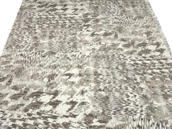Fabric viscose jersey with abstract pattern mix design wool white taupé brown dress fabric