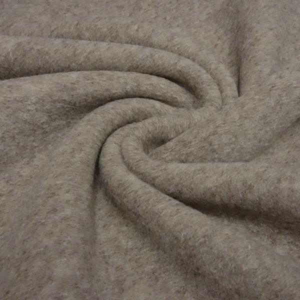 Stoff Strickstoff Merino Woll Fleece beige melange uni Mantelstoff Jackenstoff