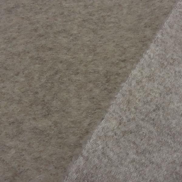 Stoff Strickstoff Merino Woll Fleece beige melange uni Mantelstoff Jackenstoff