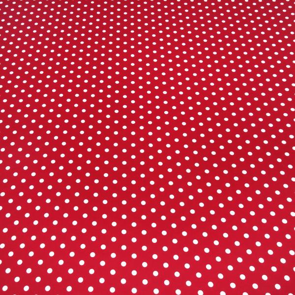 Stoff Baumwolle Popeline mit 8 mm Punkte Pünktchen Design rot weiß Kleiderstoff Blusenstoff Dekostoff