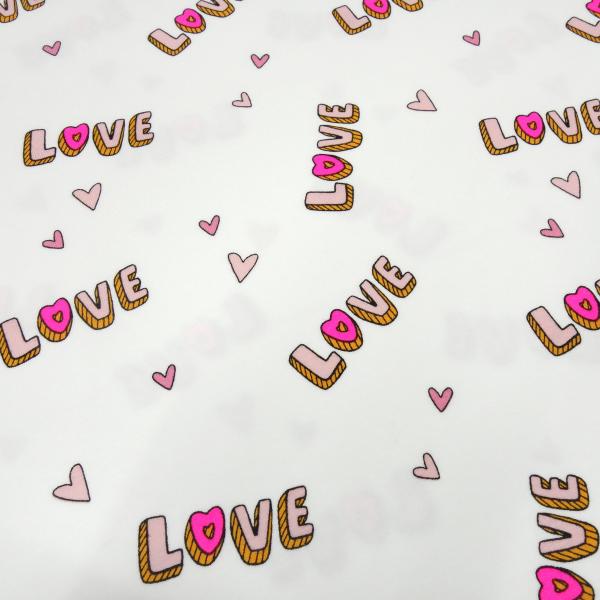 Fabric cotton jersey neon love hearts design white pink neon pink colorful dress fabric children's fabric